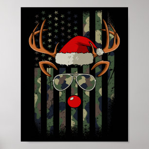 Affiche Pantalon de Noël camouflage de renne Drapeau améri