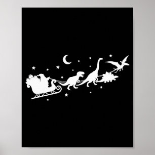 Affiche Pantalon de Noël drôle de dinosaure Santa traîneau