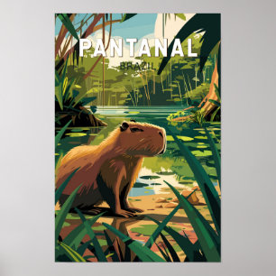 Affiche Pantanal Brésil Capybara Voyage Art Rétro