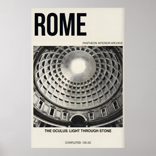 Affiche Pantheon Interior Poster, Rome Dome, Black & White (Devant)