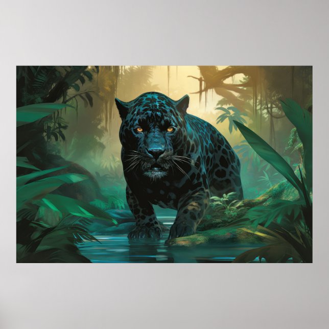 Affiche Panther Animal Wilderness Art coloré (Devant)