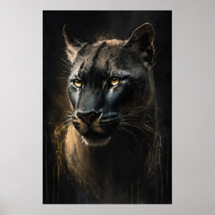 Affiche Panther Portrait Animal Nature Faune Peinture
