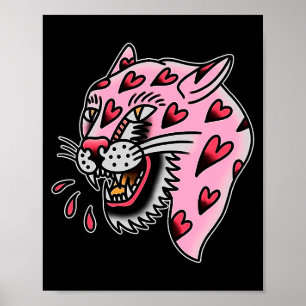 Affiche Panther Rose X Cœur Amour Traditionnel Flash Premi