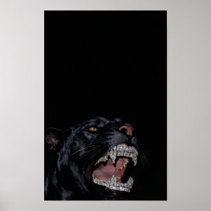Affiche Panthère aux dents serties de diamants