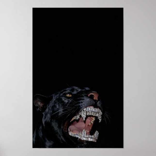 Affiche Panthère aux dents serties de diamants (Devant)
