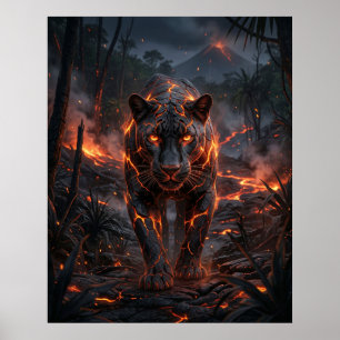 Affiche Panthère de lave Jungle volcanique