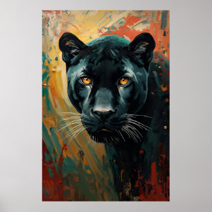 Affiche Panthère noire artistique – Peinture à l'huile vib