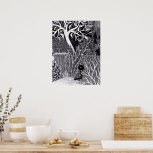 Affiche Panthère noire dans la jungle - dessin au crayon