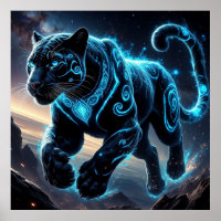 Panthère noire mystique avec des motifs lumineux
