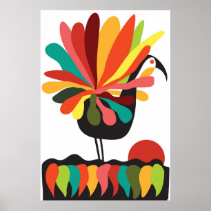 Affiche paon du coucher du soleil