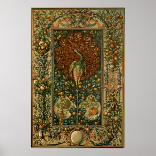 Affiche Paon et fruits Art nouveau vintage par Anton Seder