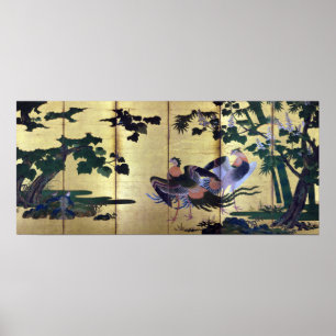 Affiche Paon et Phoenixes de Tosa Mitsuyoshi