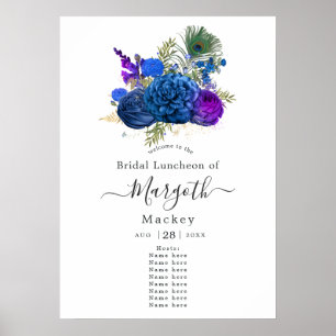 Affiche Paon Floral Vintage Bienvenue