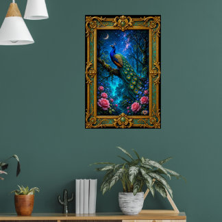 Affiche Paon Magique dans la Forêt Enchantée Murmurante