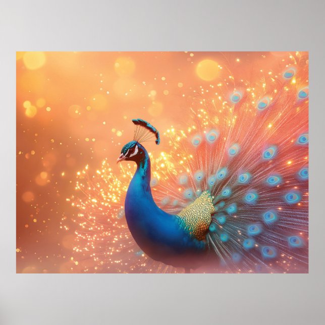 Affiche Paon majestueux au plumage vibrant (Devant)