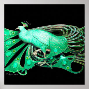 Affiche PAON, vert gris noir