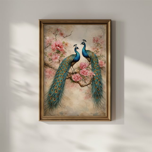 Affiche Paons en fleurs (Créateur téléchargé)
