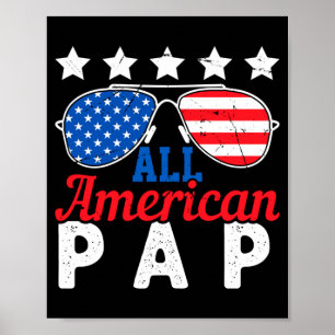 Affiche Pap Américain Rétro 4 Juillet Patriotique Grand-pè