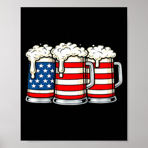 Affiche Papa aimant la bière drôle du 4 juillet buvant des