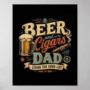 Affiche Papa amateur de bière et de cigare graphique rétro