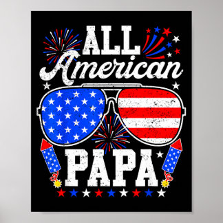 Affiche Papa américain lunettes de soleil 4 juillet famill