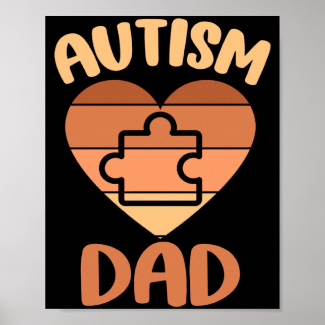 Affiche Papa Autiste Noir De Fils Autiste Sensibilisation  (Devant)