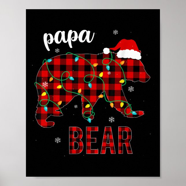 Affiche Papa Bear Funny Men Red Plaid Christmas Pajama Fam (Devant)