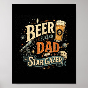 Affiche Papa bière contemplation des étoiles fête des père