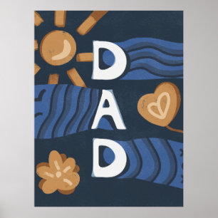 Affiche Papa - Bonne Fête des pères bleu marine