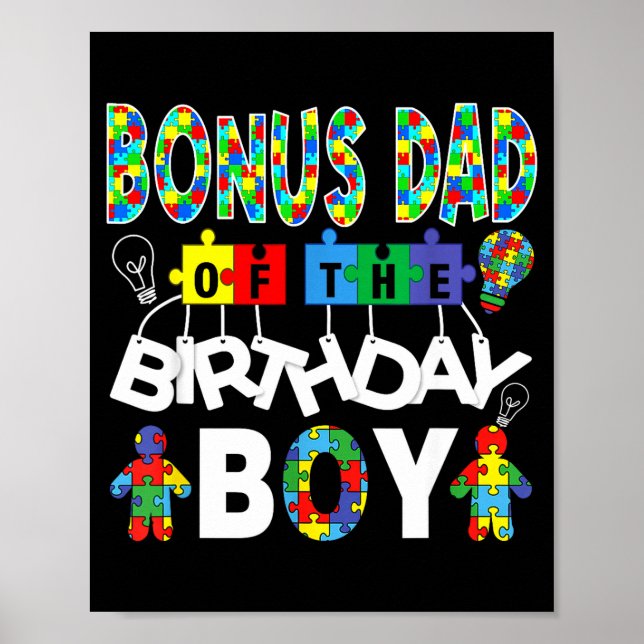 Affiche Papa bonus du garçon de la fête d'anniversaire puz (Devant)