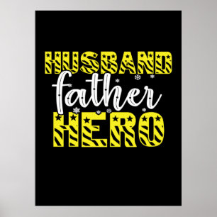 Affiche Papa Cadeau Mari Père Héros