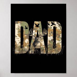 Affiche Papa camouflage drôle chasse camouflage cerf fête