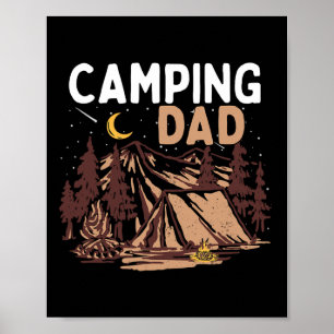 Affiche Papa camping campeur Joyeuse Fête des Pères Feu de
