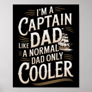 Affiche Papa capitaine de bateau pour hommes drôle de père