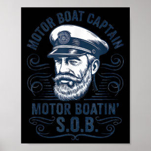 Affiche Papa capitaine drôle de bateau ponton capitaine de