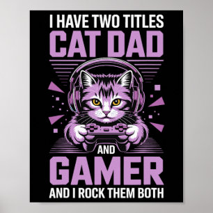 Affiche Papa Chat Gamer Drôle de père de jeu Pour Hommes J