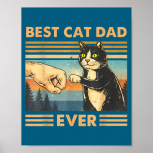 Affiche Papa chat vintage chat coup de poing drôle amateur