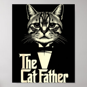 Affiche Papa chat vintage papa vie papa chat heureux fête 