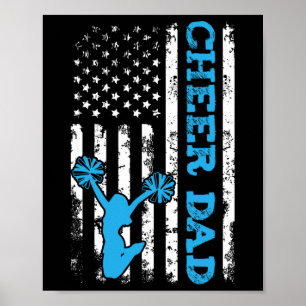 Affiche Papa cheer Usa Drapeau Américain Cheerleader Papa 