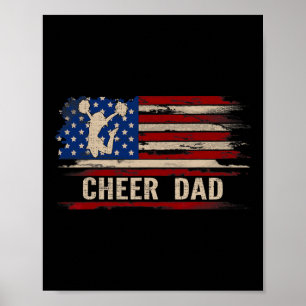 Affiche Papa Cheer Vintage Drapeau Américain Usa Cheerlead