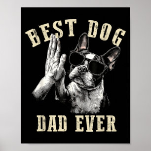 Affiche Papa Chien Toujours Vintage Drôle Mignon Boston Te