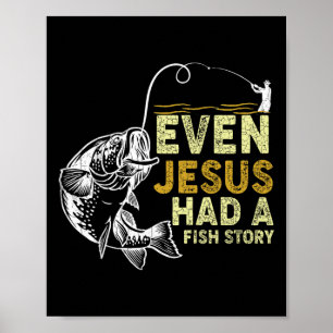 Affiche Papa Chrétien vintage Pêcher Même Jésus Avait Un F