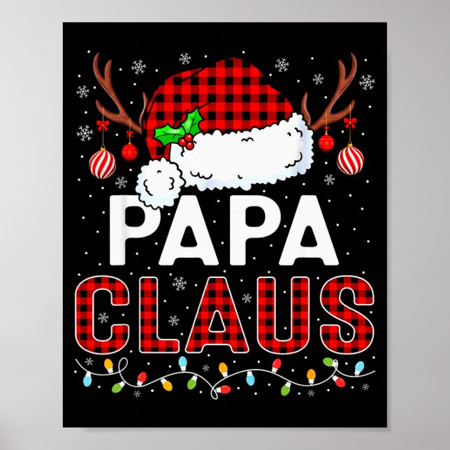 Affiche Papa Claus Christmas Lights Santa Hat Pajama Famil (Devant)