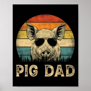 Affiche Papa Cochon Vintage Amoureux du Cochon Papa Fête d