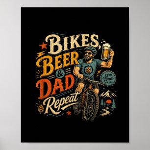 Affiche Papa cycliste bière rétro vélo vintage années 70 f