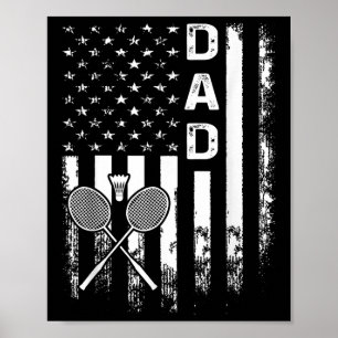 Affiche Papa de badminton Drapeau américain Noël vintage X