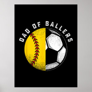 Affiche Papa de Ballers Footballeur de softball père-fils
