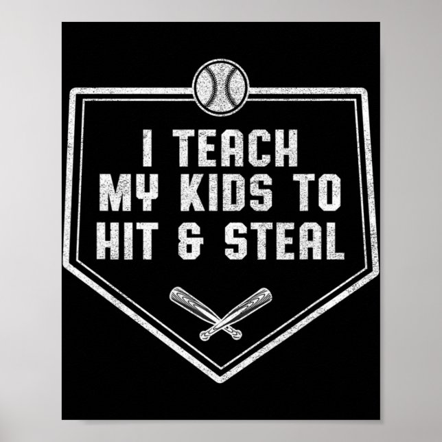 Affiche Papa de baseball - J'apprends à mes enfants à frap (Devant)