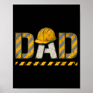 Affiche Papa de construction fête des pères père rétro vin