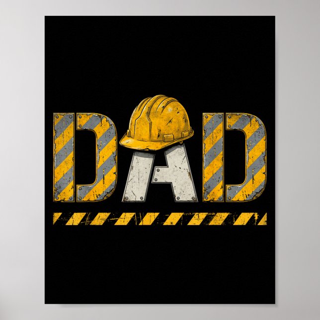 Affiche Papa de construction fête des pères père rétro vin (Devant)